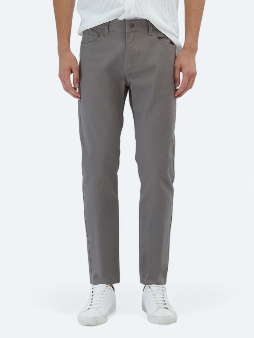 Mink Weaving Fitted Fit Casual Cotton Blended Trousers 