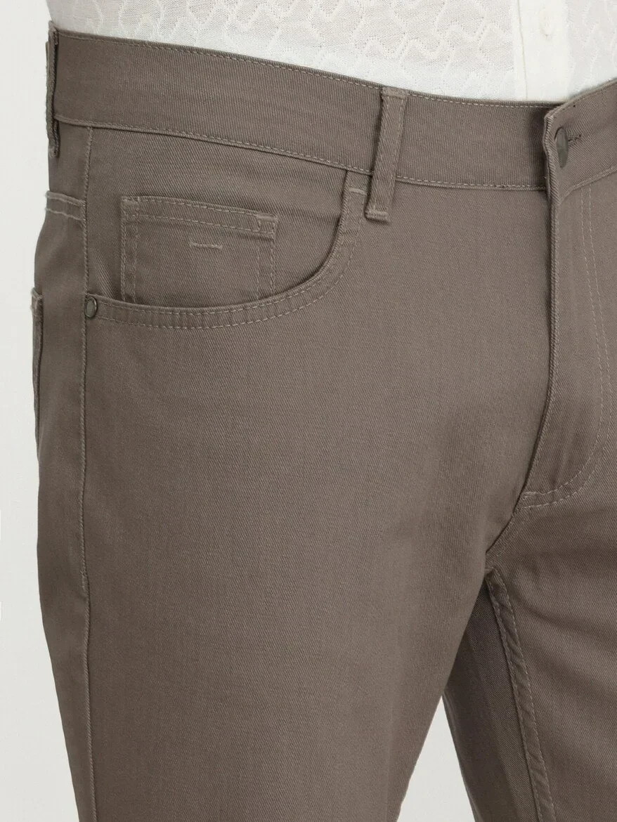 Mink Weaving Fitted Fit Casual Cotton Blended Trousers 