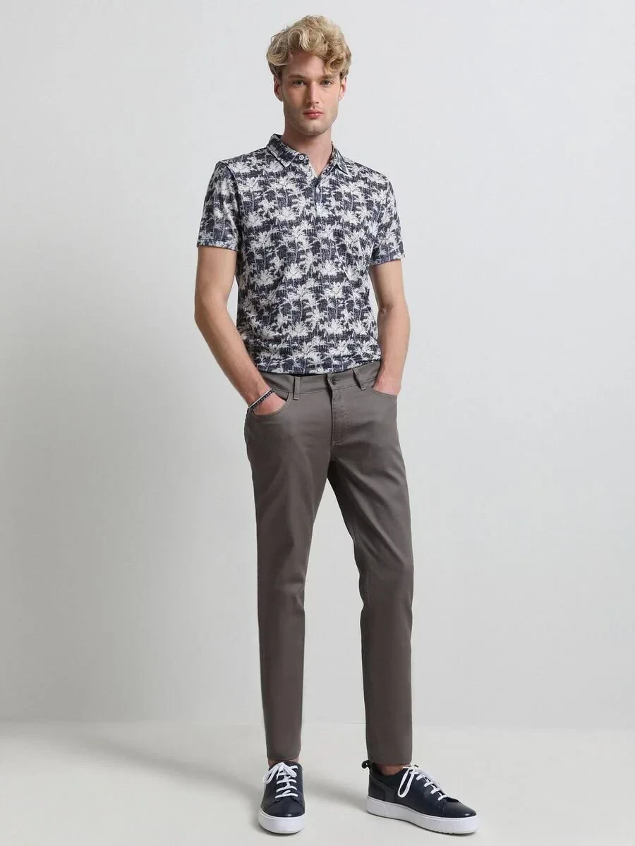 Mink Weaving Fitted Fit Casual Cotton Blended Trousers - 4