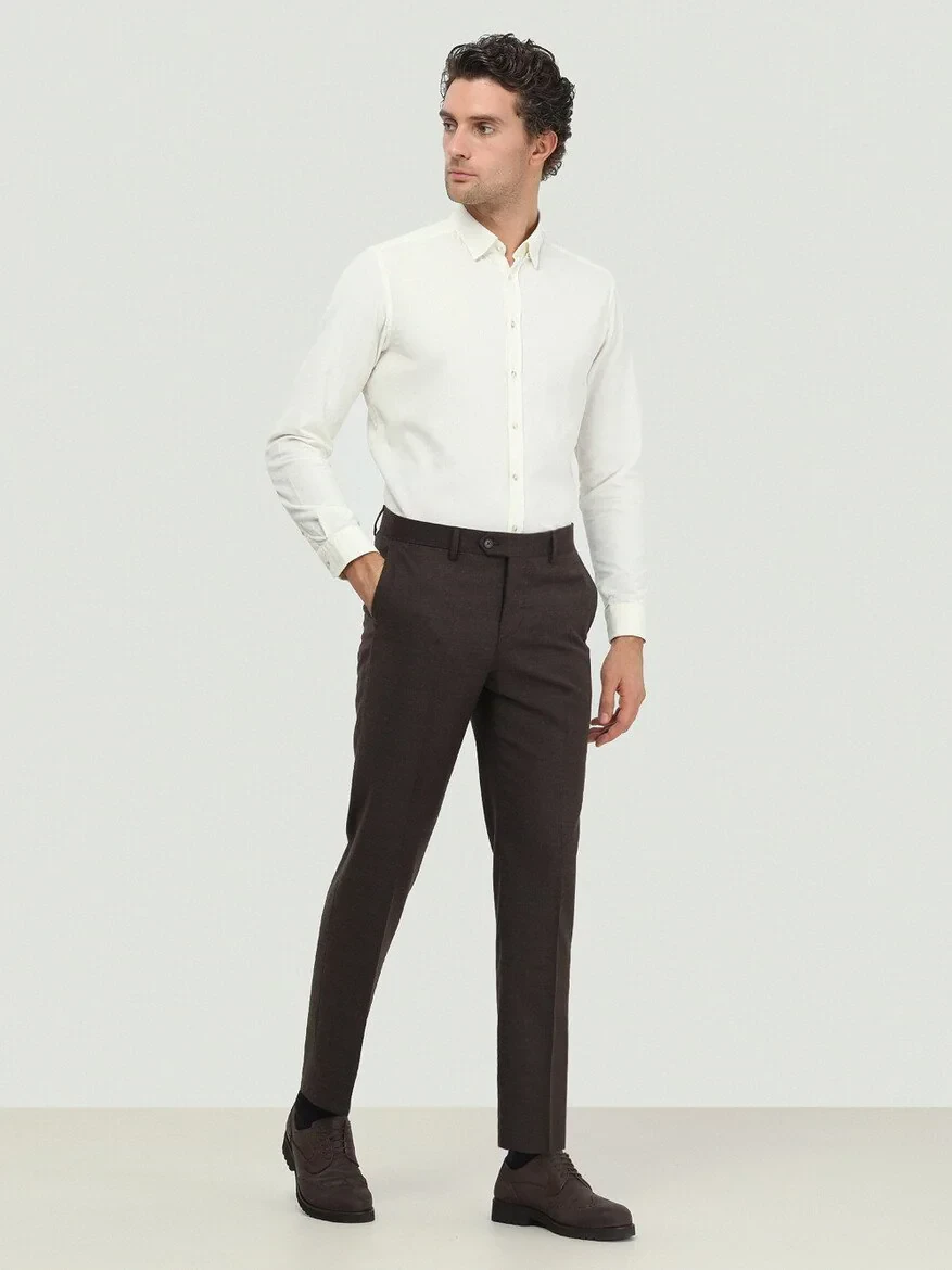 Mink Weaving Fitted Fit Classical Wool Blended Trousers - 3
