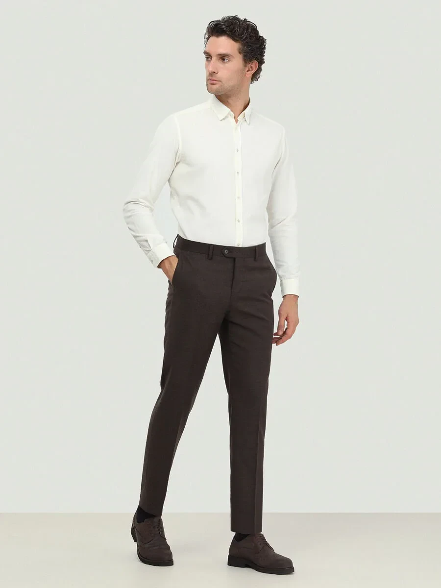 Mink Weaving Fitted Fit Classical Wool Blended Trousers - 3