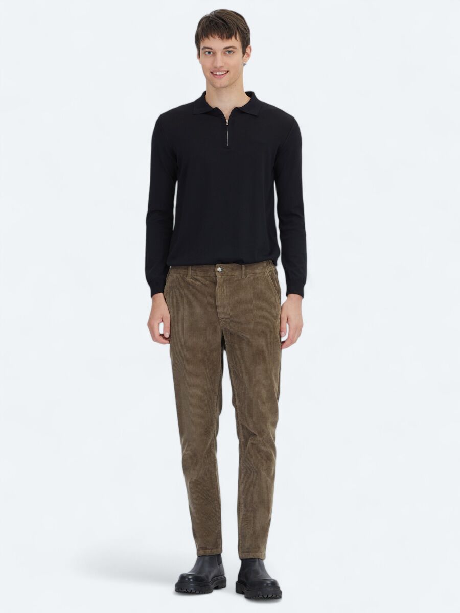 Mink Weaving Jogging Fit Casual Cotton Blended Trousers - 1