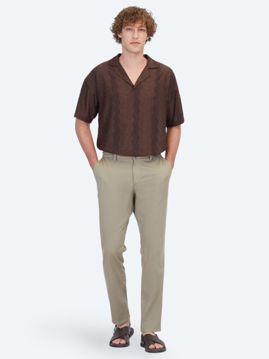 Mink Weaving Jogging Fit Casual Cotton Blended Trousers - 1