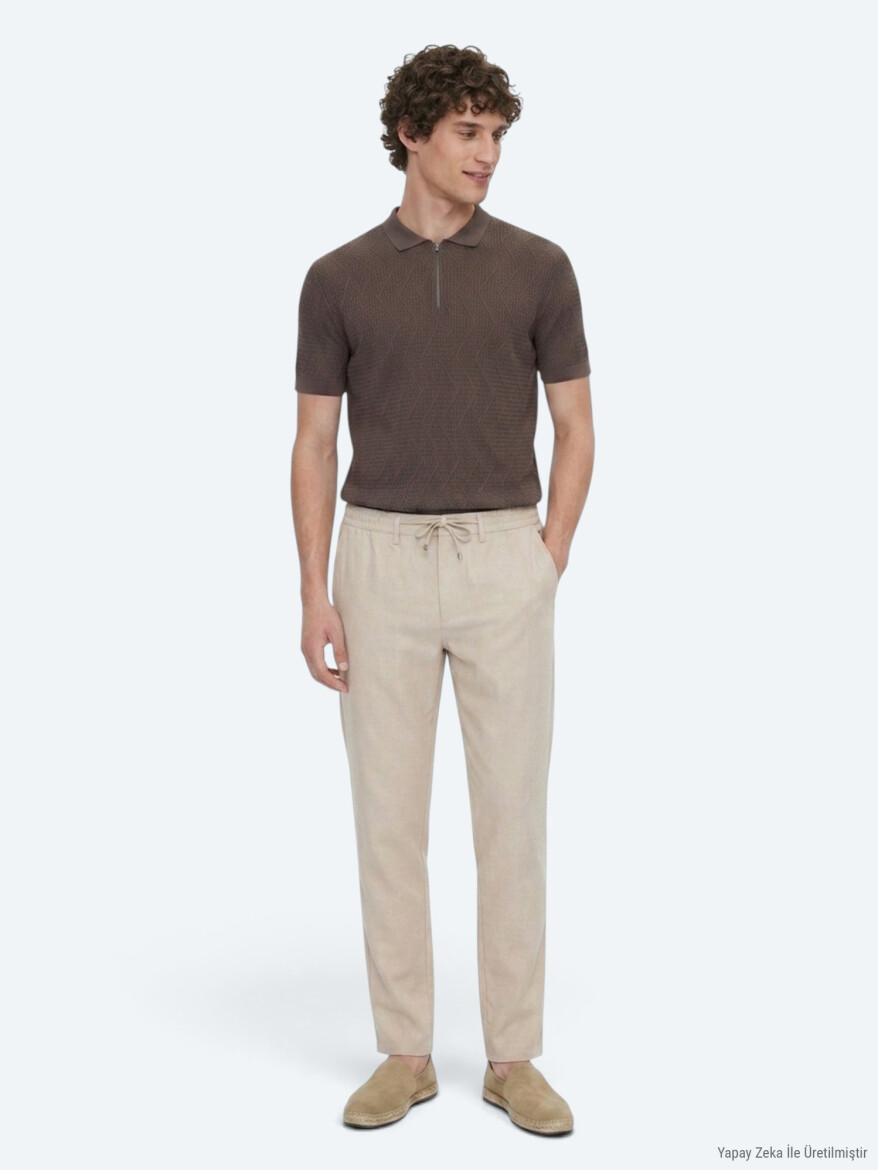 Mink Weaving Jogging Fit Casual Trousers - KİP