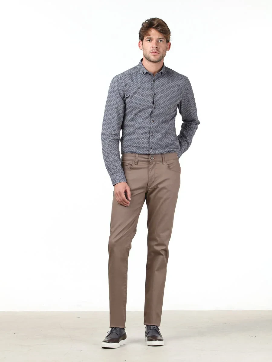Mink Weaving Regular Fit Casual Cotton Blended Trousers - 1