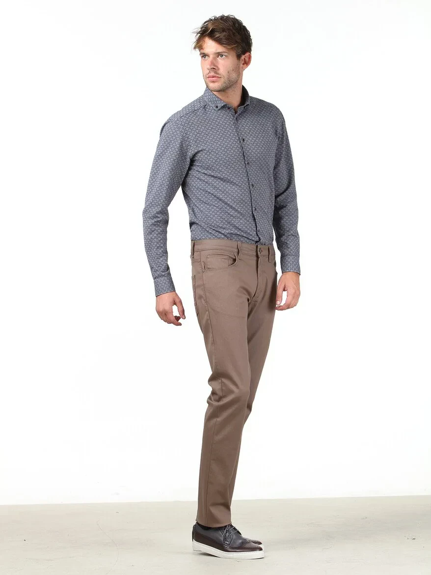 Mink Weaving Regular Fit Casual Cotton Blended Trousers - 3