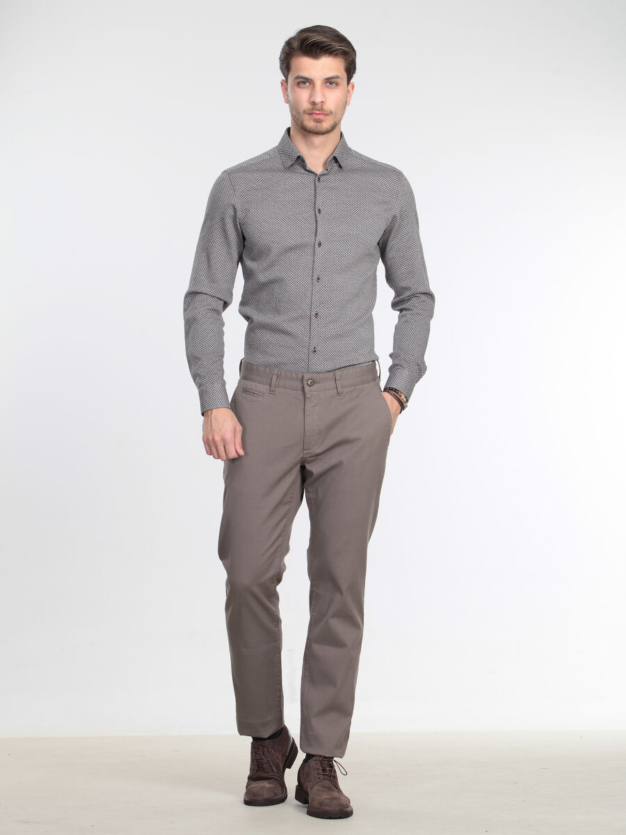 Mink Weaving Regular Fit Casual Cotton Blended Trousers - 1