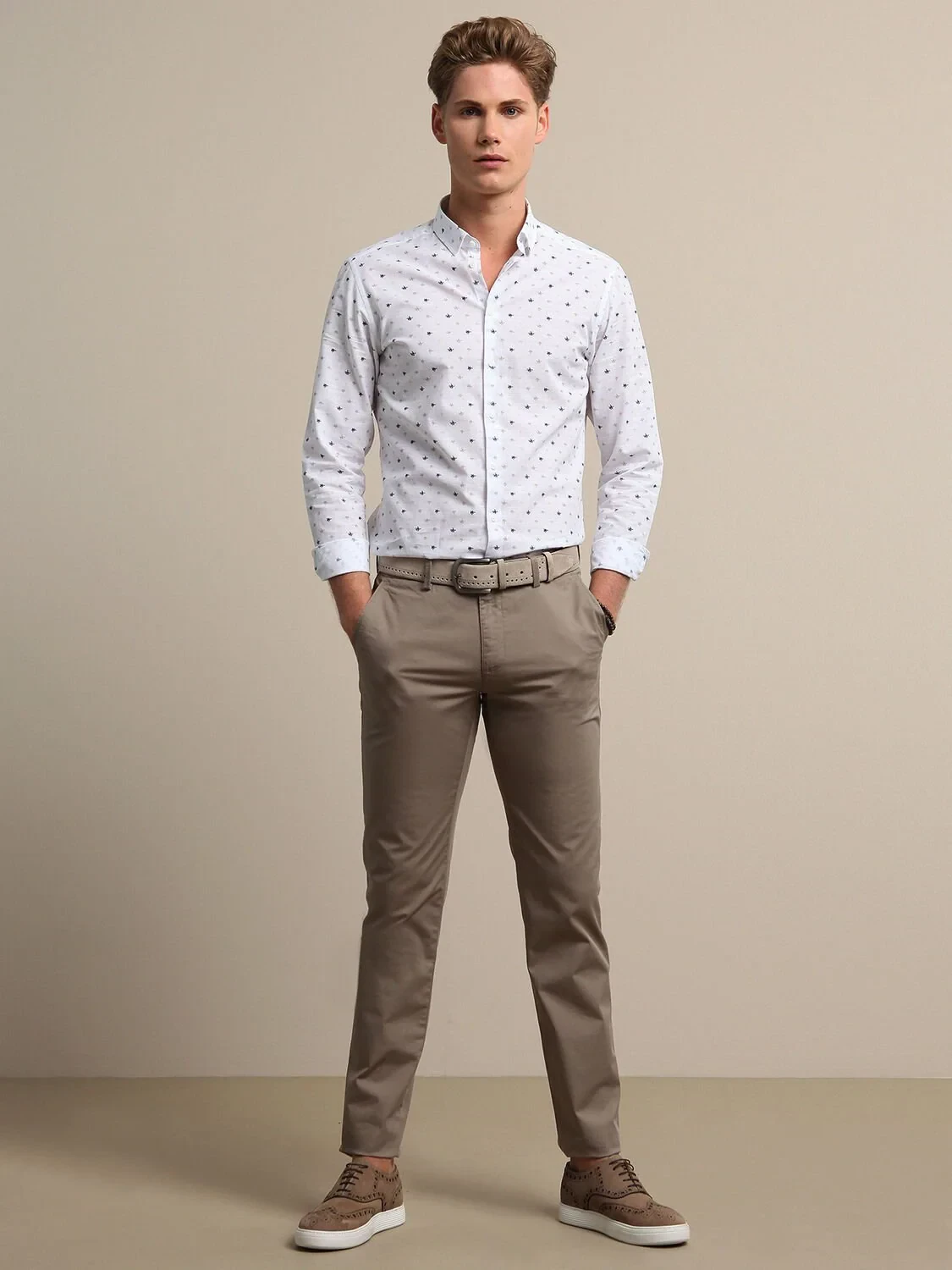 Mink Weaving Regular Fit Casual Cotton Blended Trousers - 3