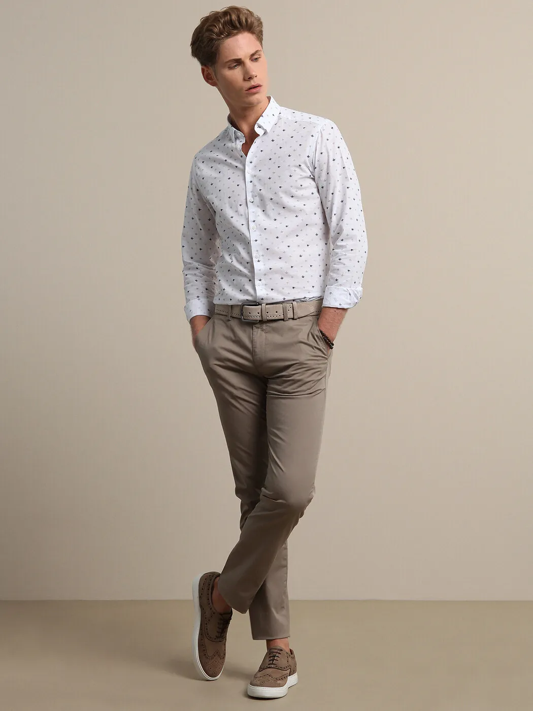 Mink Weaving Regular Fit Casual Cotton Blended Trousers - 1