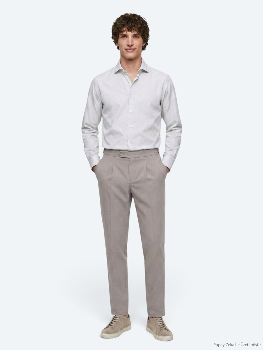 Mink Weaving Regular Fit Casual Cotton Blended Trousers 