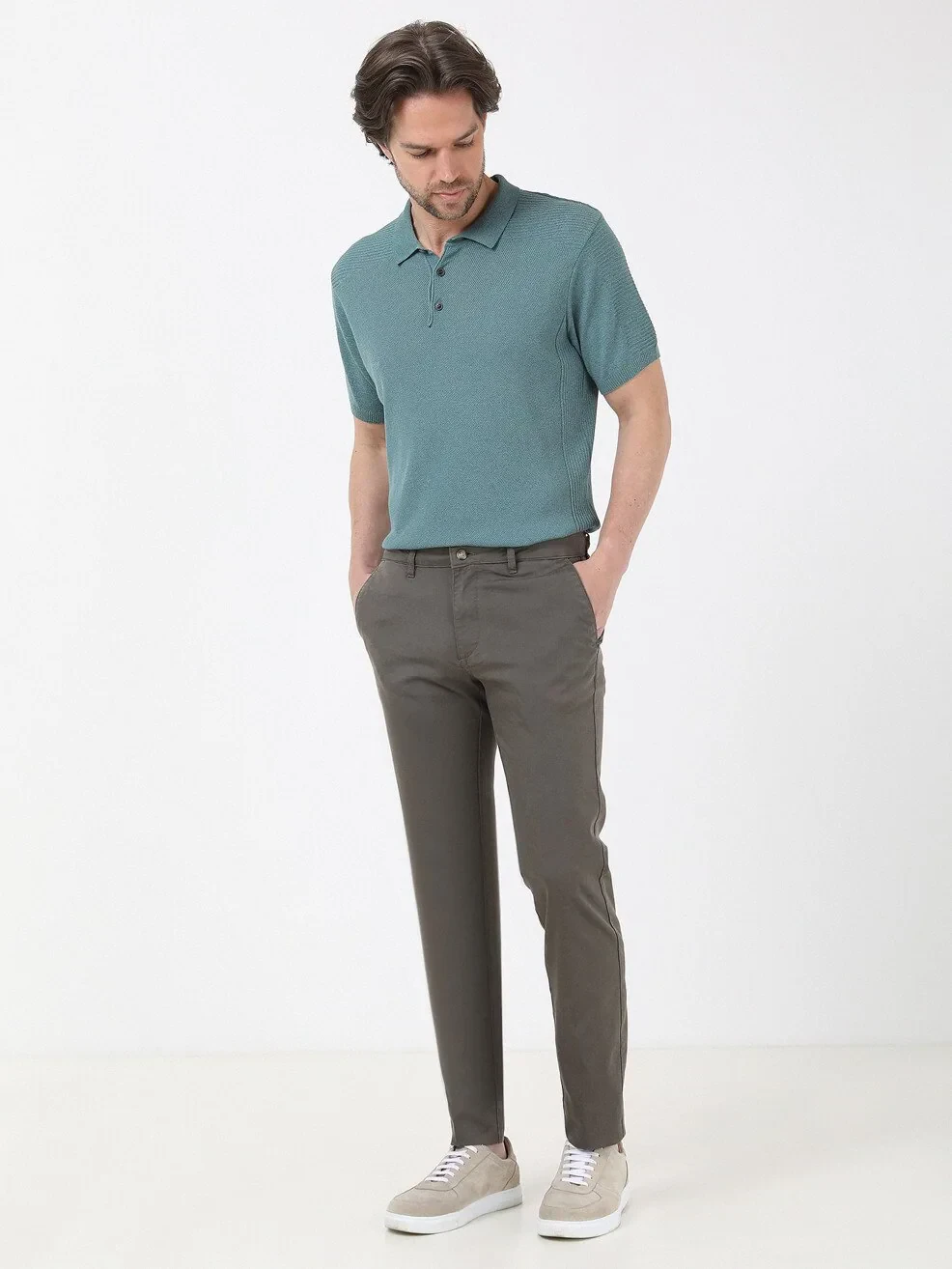 Mink Weaving Regular Fit Casual Trousers - 1