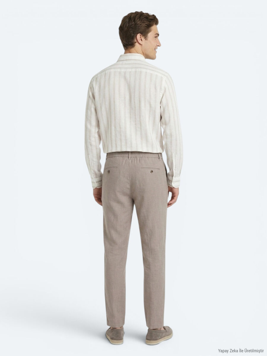 Mink Weaving Relaxed Fit Casual Cotton Blended Trousers - 5