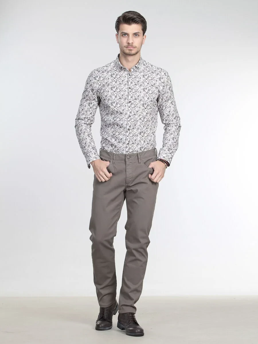 Mink Weaving Slim Fit Casual Cotton Blended Trousers - 2