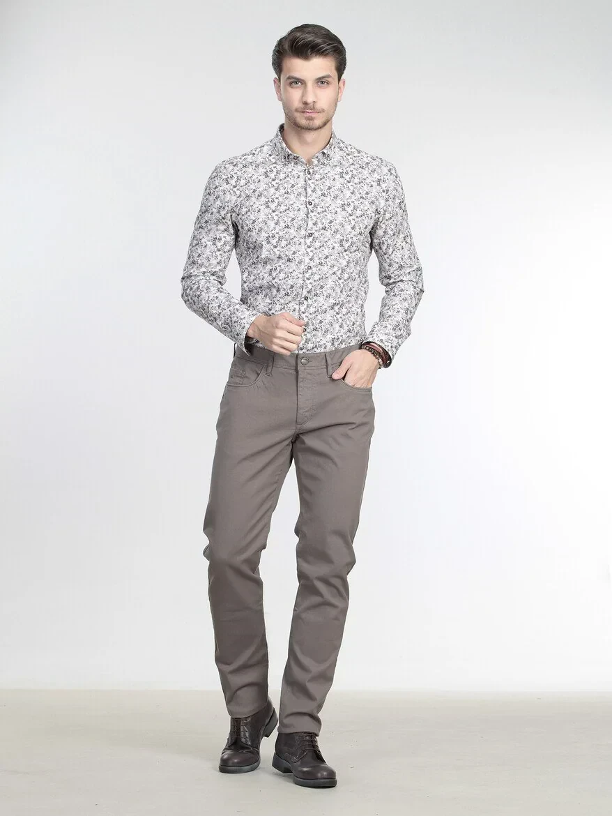 Mink Weaving Slim Fit Casual Cotton Blended Trousers - 4