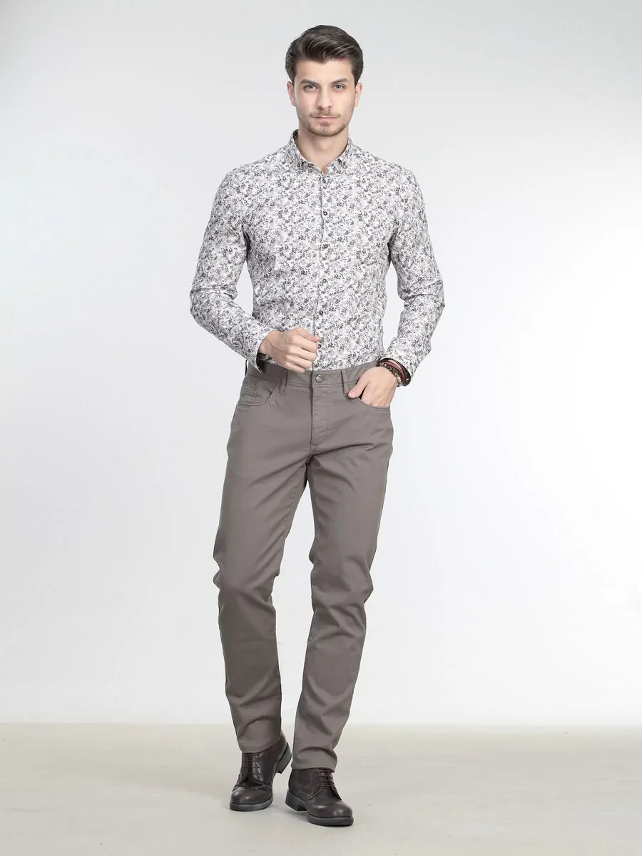 Mink Weaving Slim Fit Casual Cotton Blended Trousers - 4