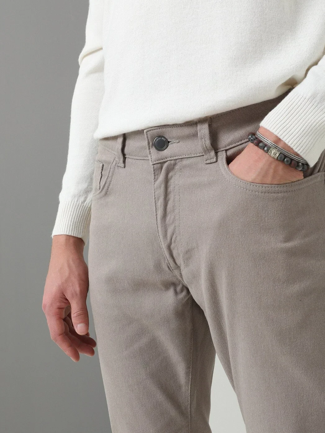 Mink Weaving Slim Fit Casual Cotton Blended Trousers - 4