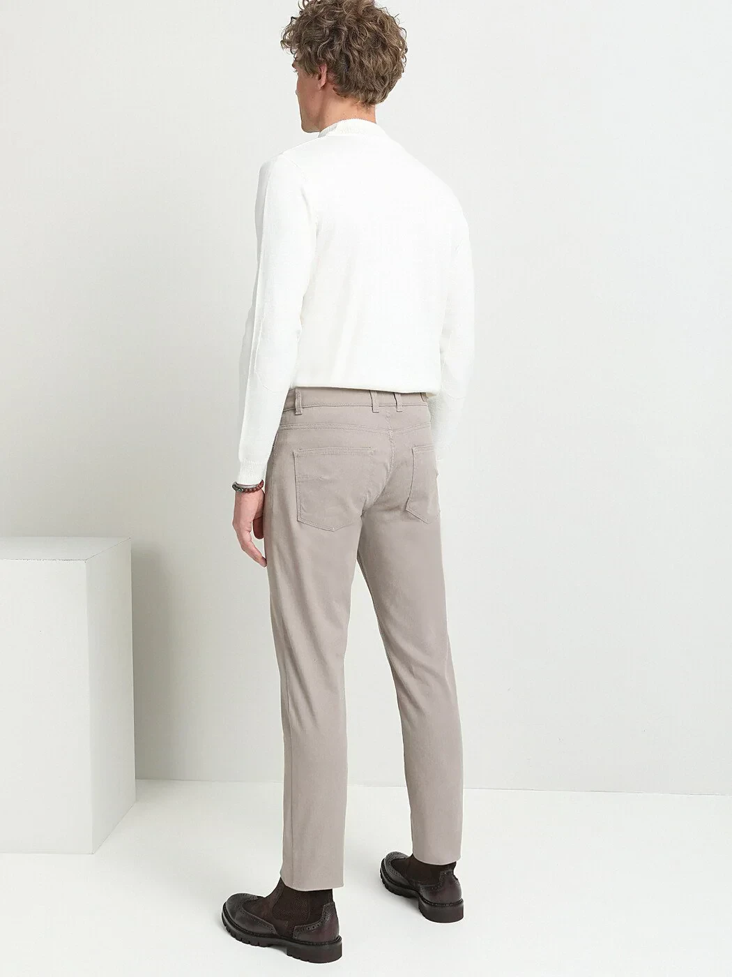 Mink Weaving Slim Fit Casual Cotton Blended Trousers - 5