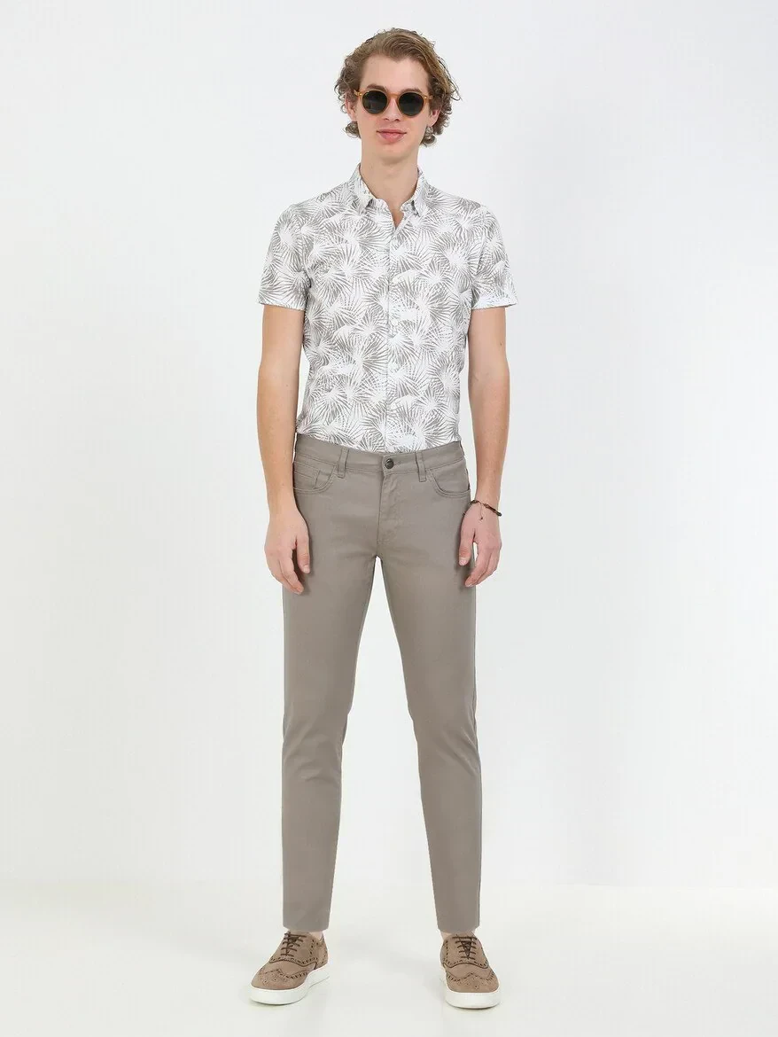 Mink Weaving Slim Fit Casual Cotton Blended Trousers - 1