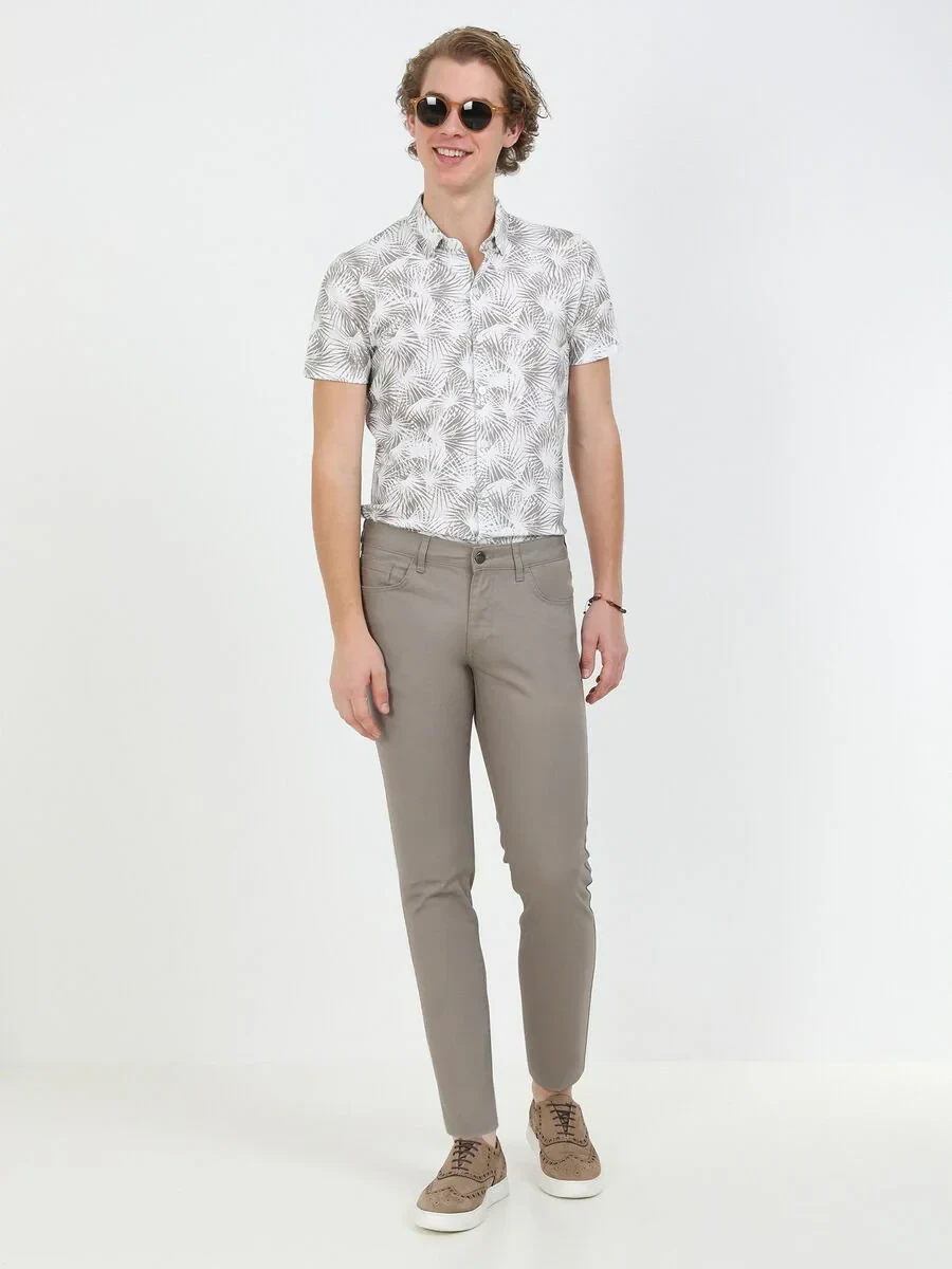 Mink Weaving Slim Fit Casual Cotton Blended Trousers - 3