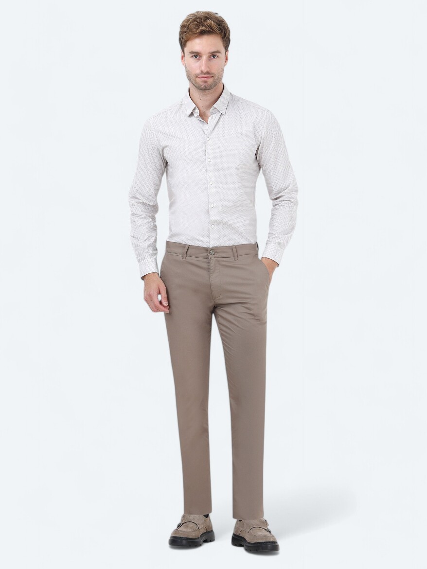 Mink Weaving Slim Fit Casual Cotton Blended Trousers - KİP