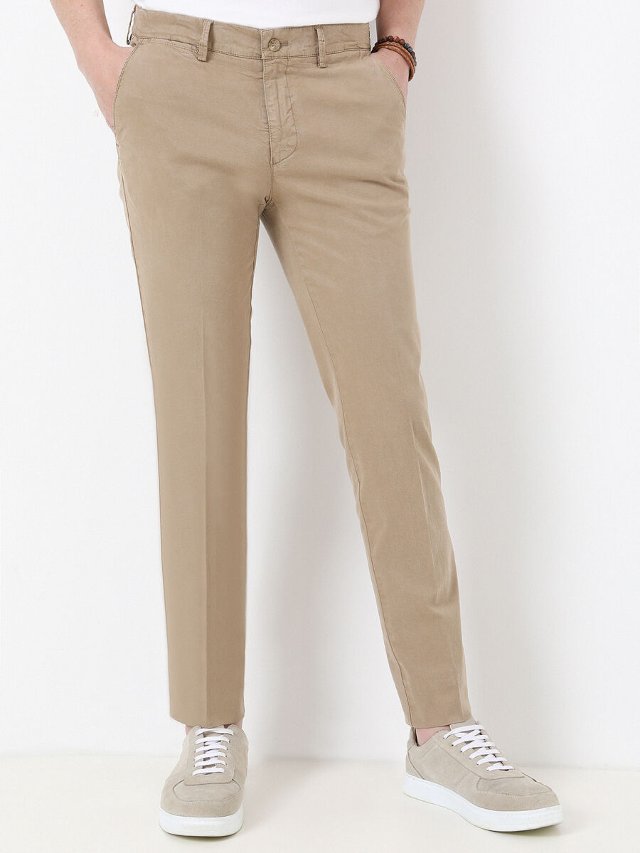 Mink Weaving Slim Fit Casual Cotton Blended Trousers - 1