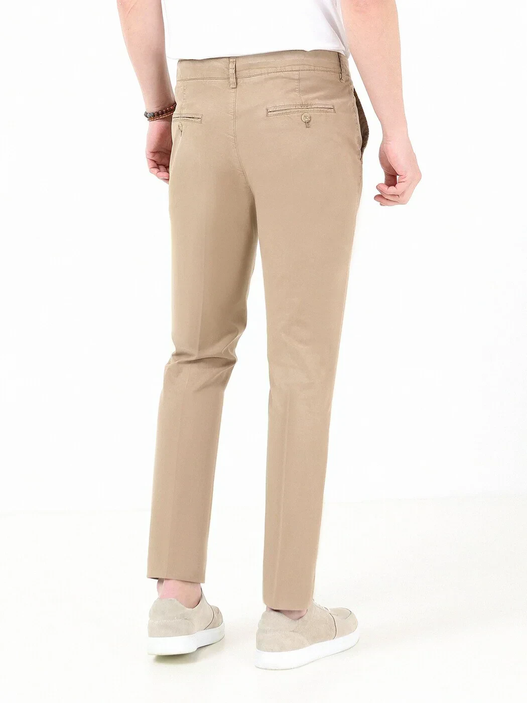 Mink Weaving Slim Fit Casual Cotton Blended Trousers - 4
