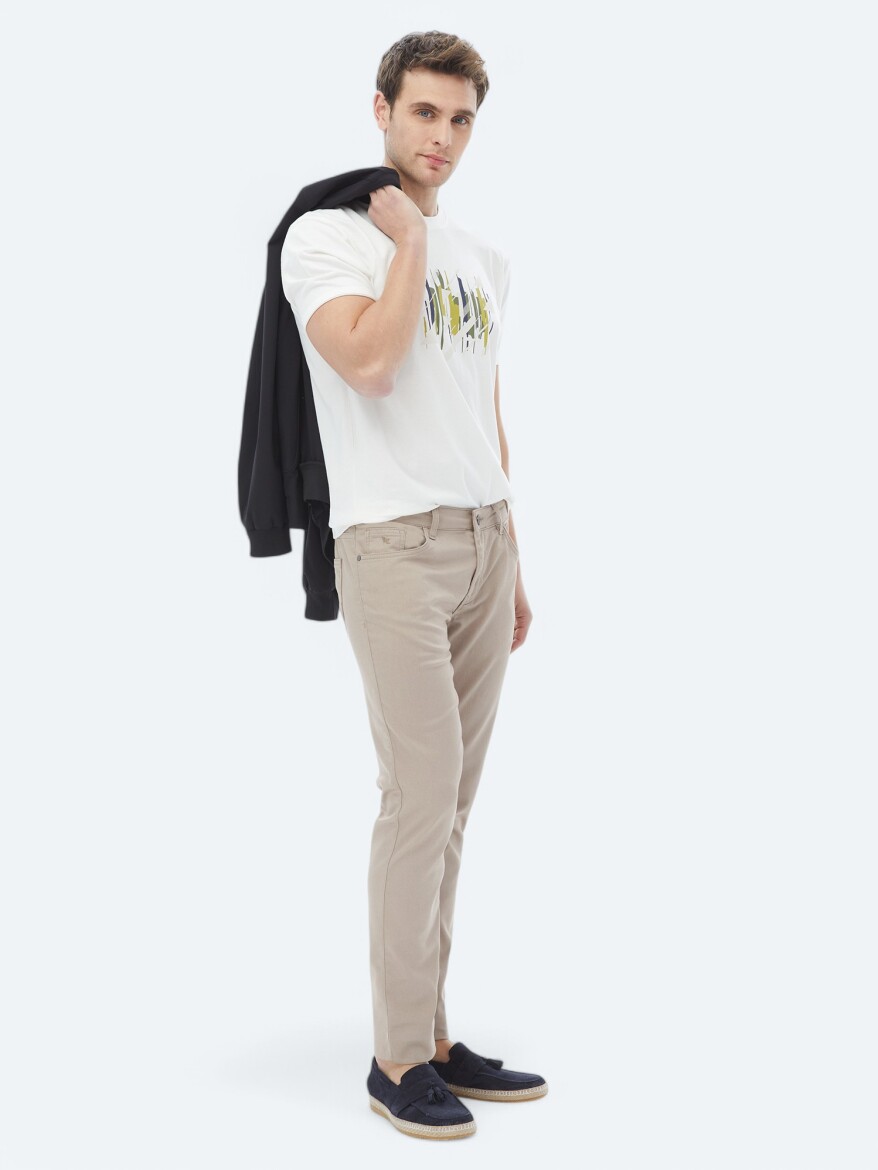 Mink Weaving Slim Fit Casual Cotton Blended Trousers 