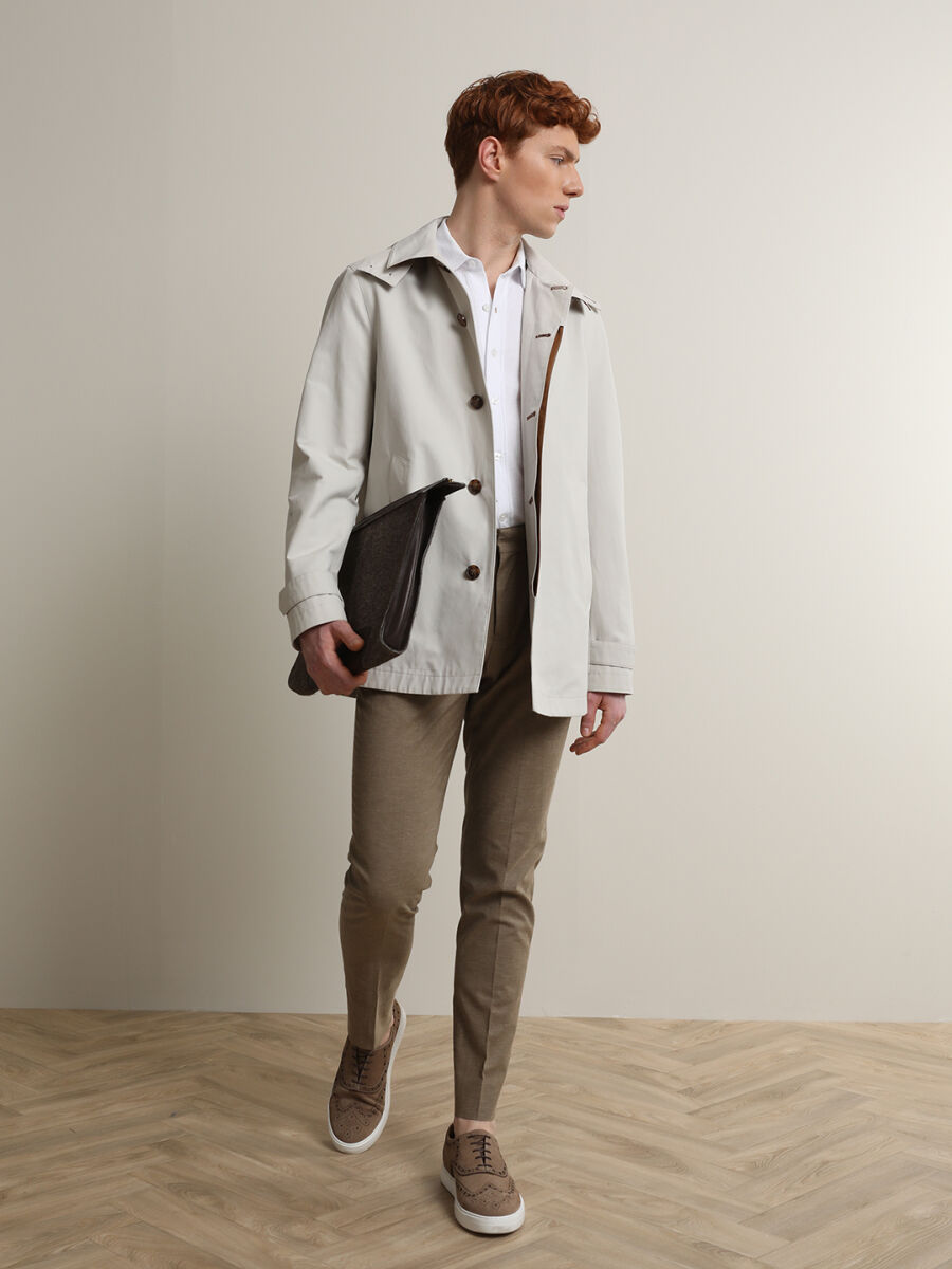 Mink Weaving Slim Fit Smart Casual 100% Wool Trousers - 1