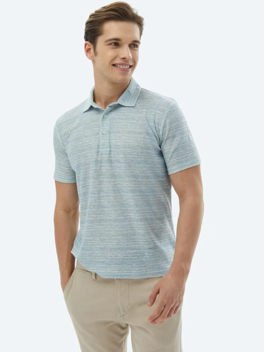 Mint Baskılı Polo Yaka Pamuk Karışımlı T-Shirt - KİP