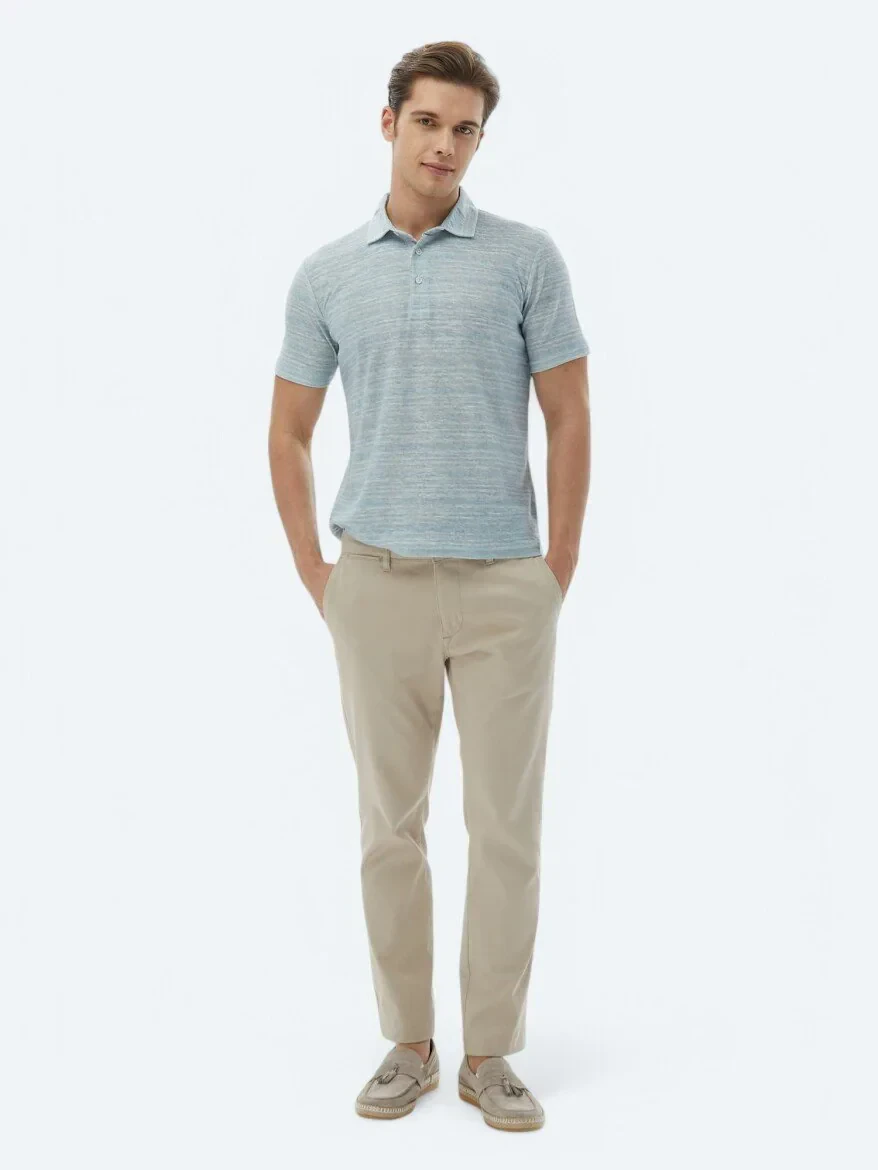 Mint Baskılı Polo Yaka Pamuk Karışımlı T-Shirt - KİP