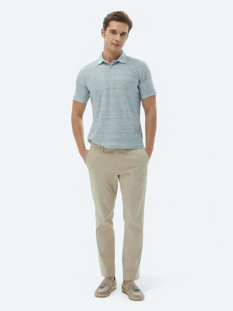 Mint Baskılı Polo Yaka Pamuk Karışımlı T-Shirt - 2