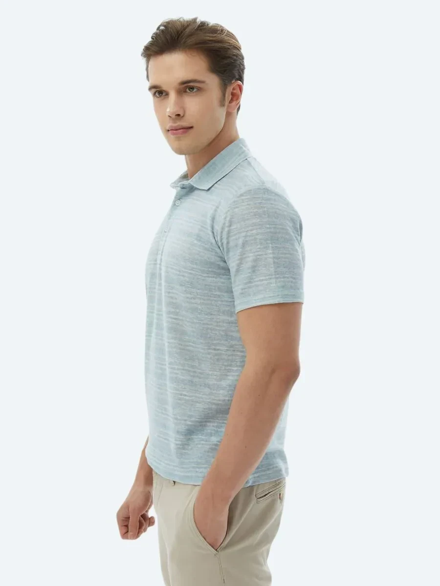 Mint Baskılı Polo Yaka Pamuk Karışımlı T-Shirt - 4