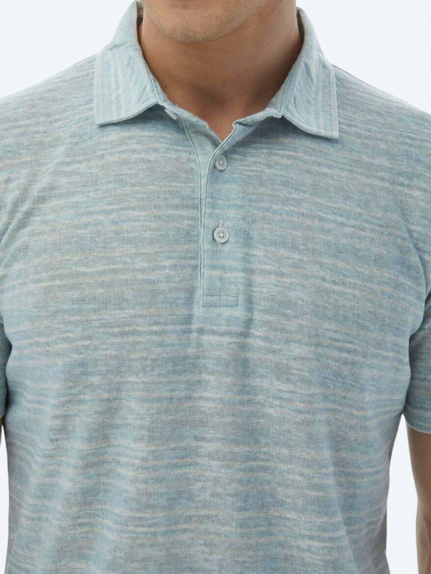 Mint Baskılı Polo Yaka Pamuk Karışımlı T-Shirt - 5