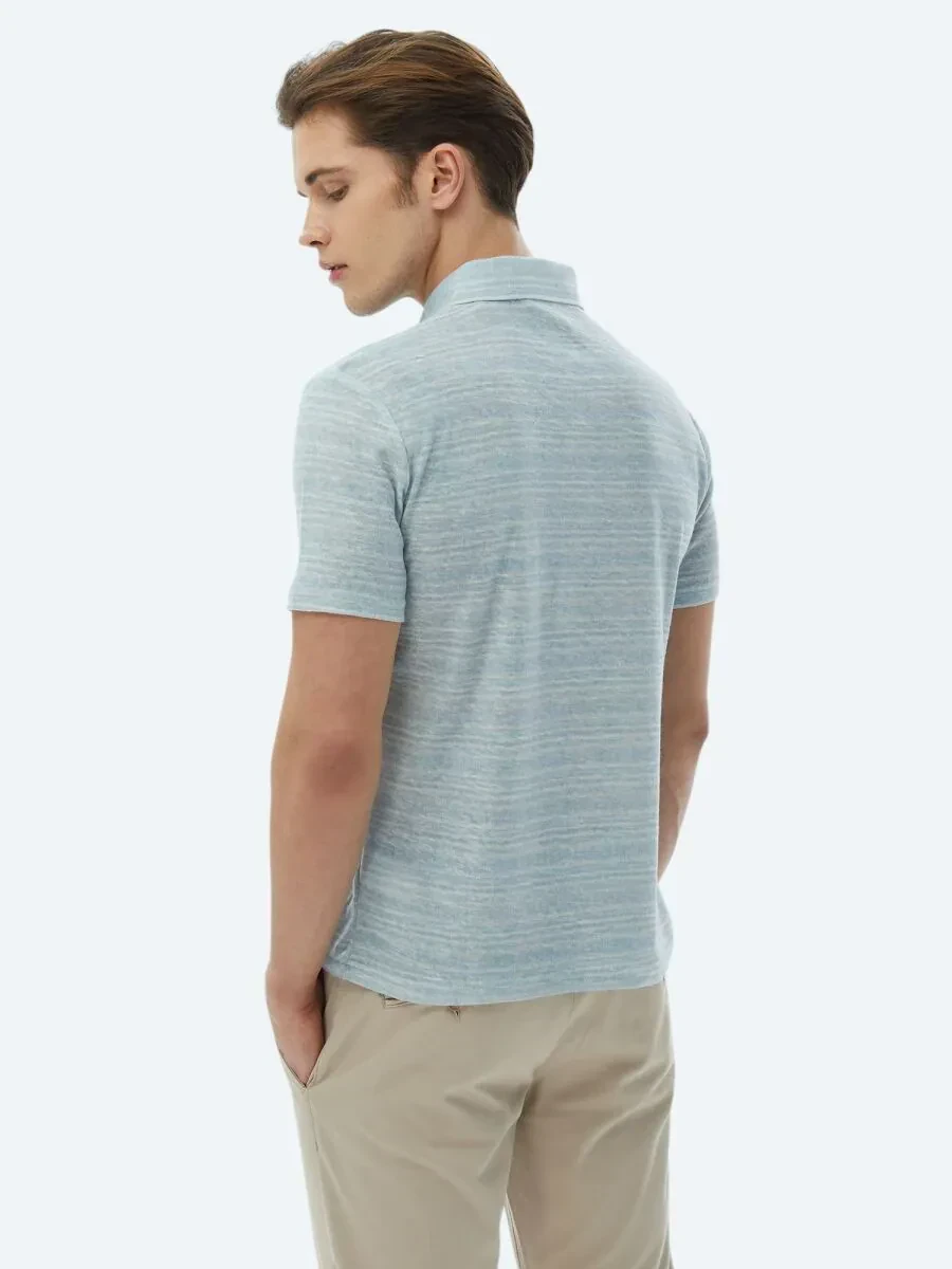 Mint Baskılı Polo Yaka Pamuk Karışımlı T-Shirt - 8