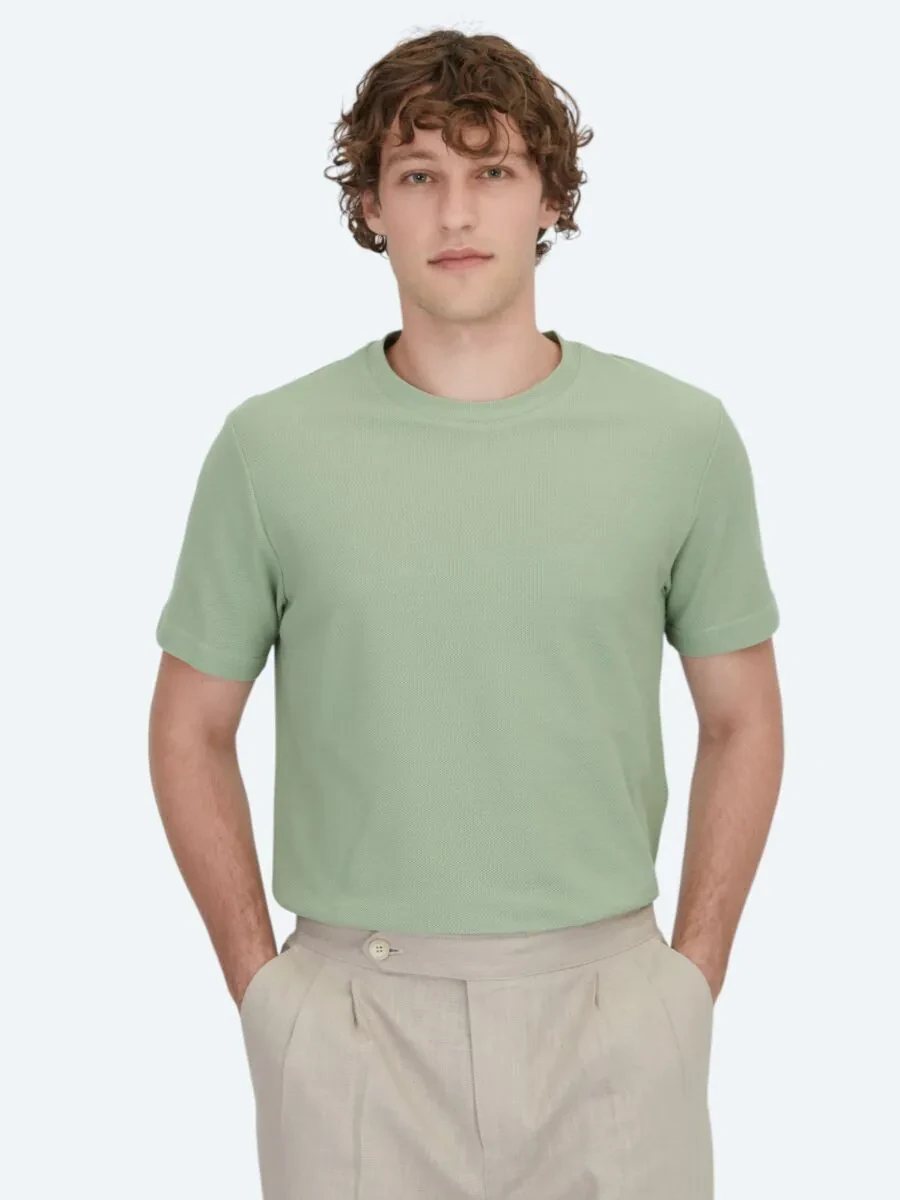 Mint Bisiklet Yaka %100 Pamuk T-Shirt - 1