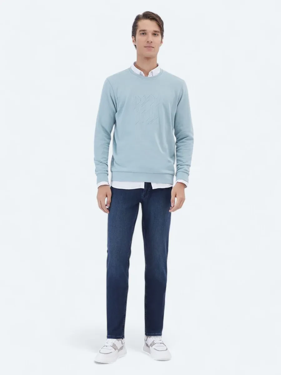 Mint Bisiklet Yaka Baskılı Sweatshırt - 2
