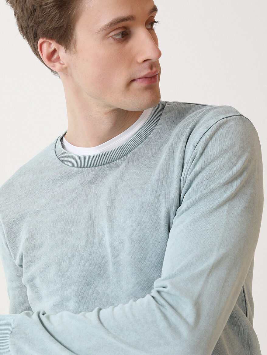 Mint Bisiklet Yaka Düz Sweatshırt - 3