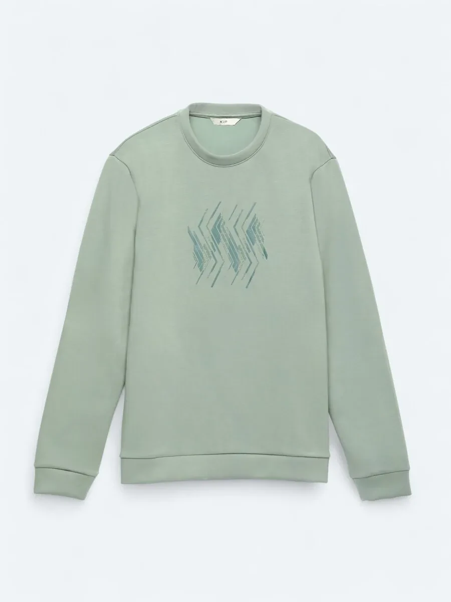 Mint Crew Neck Patterned Sweatshirt - 7