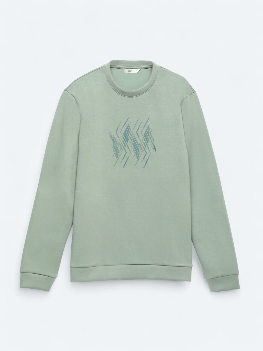 Mint Crew Neck Patterned Sweatshirt - 7