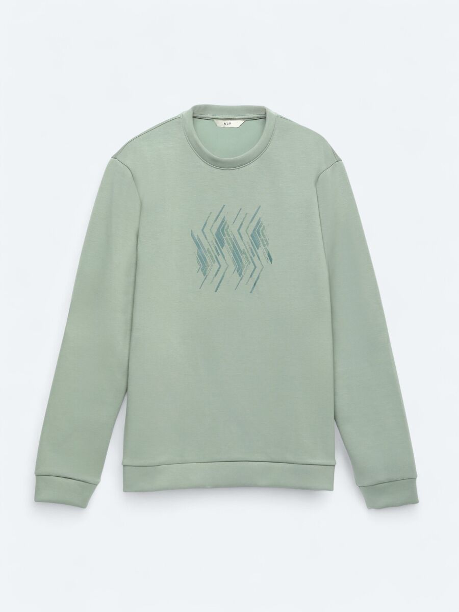 Mint Crew Neck Patterned Sweatshirt - 7