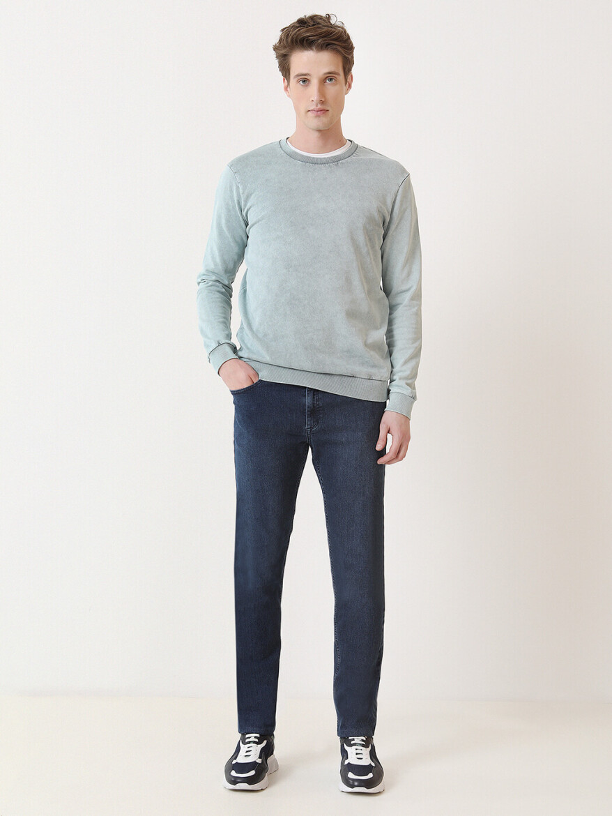Mint Crew Neck Plain Sweatshirt - 2