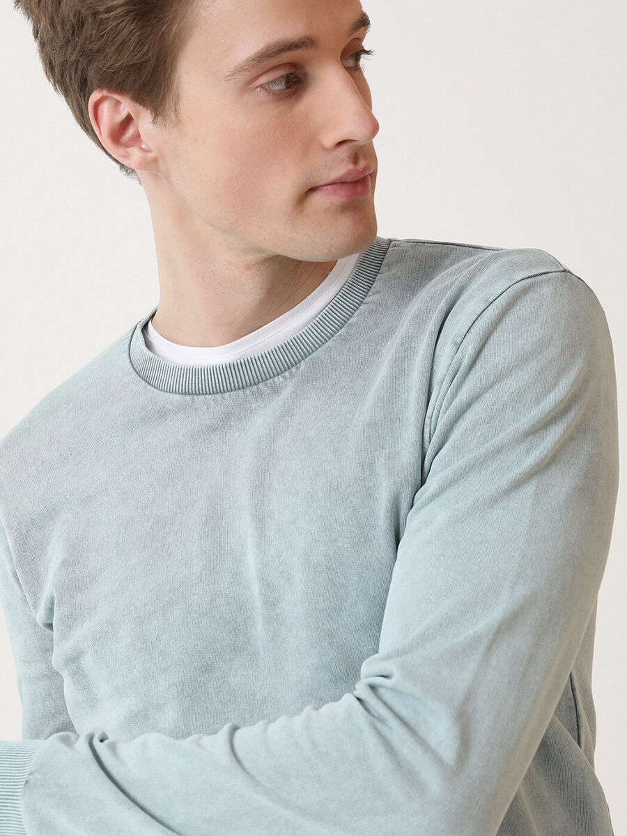 Mint Crew Neck Plain Sweatshirt - 3