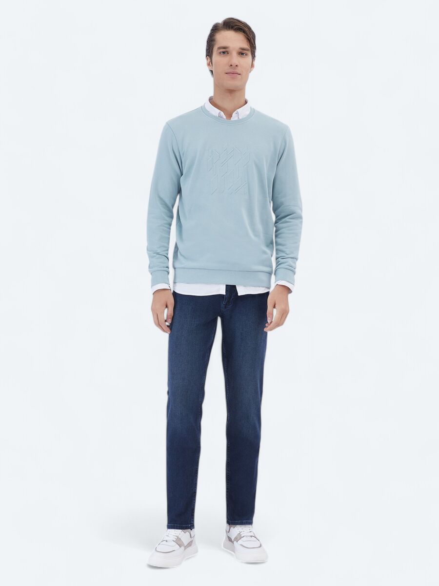 Mint Crew Neck Printed Sweatshirt - 2