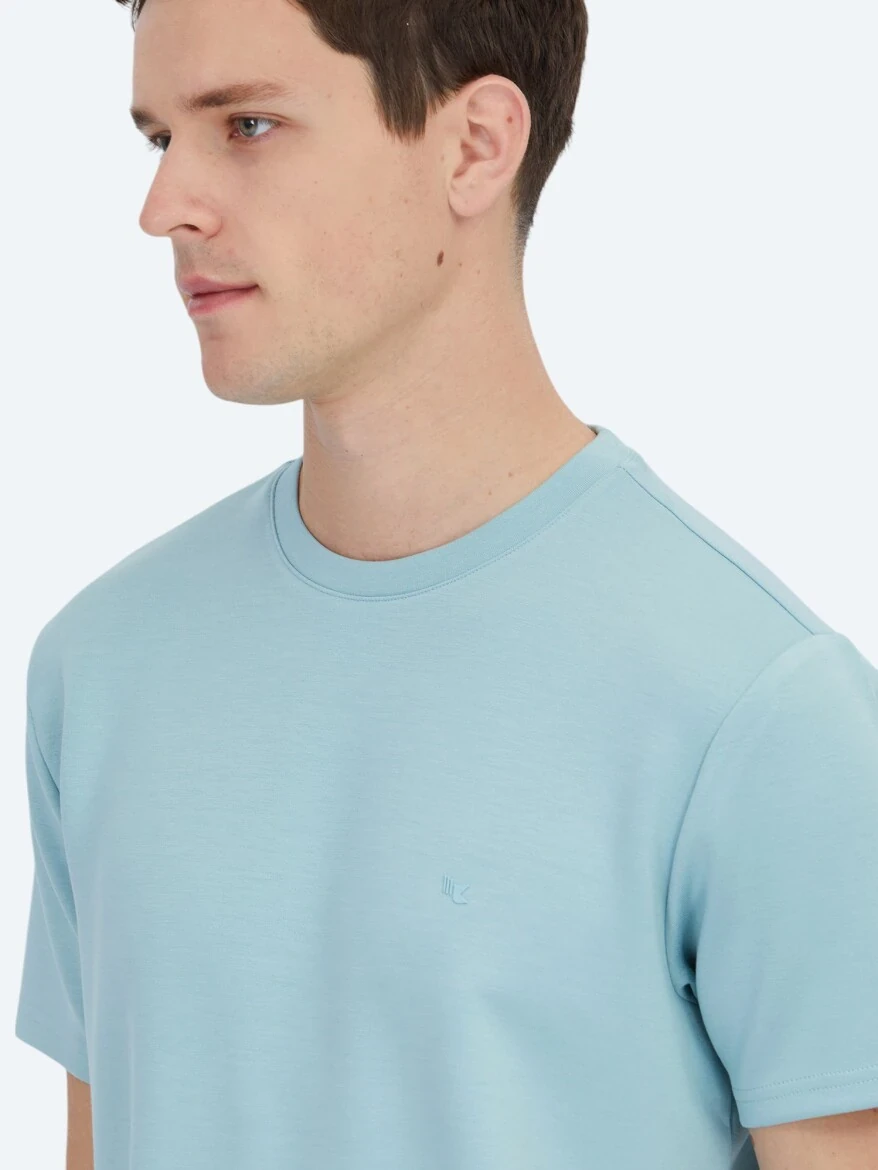 Mint Düz Bisiklet Yaka T-Shirt 