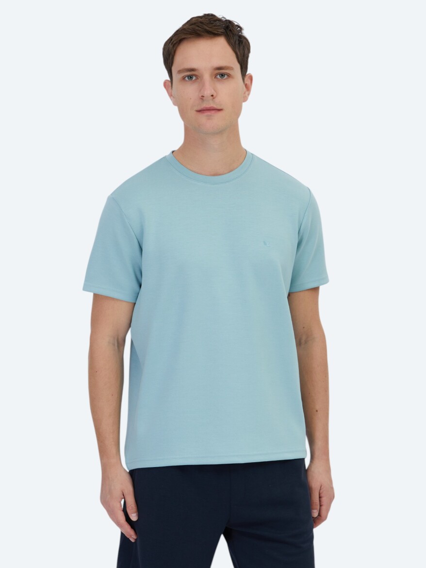 Mint Düz Bisiklet Yaka T-Shirt 