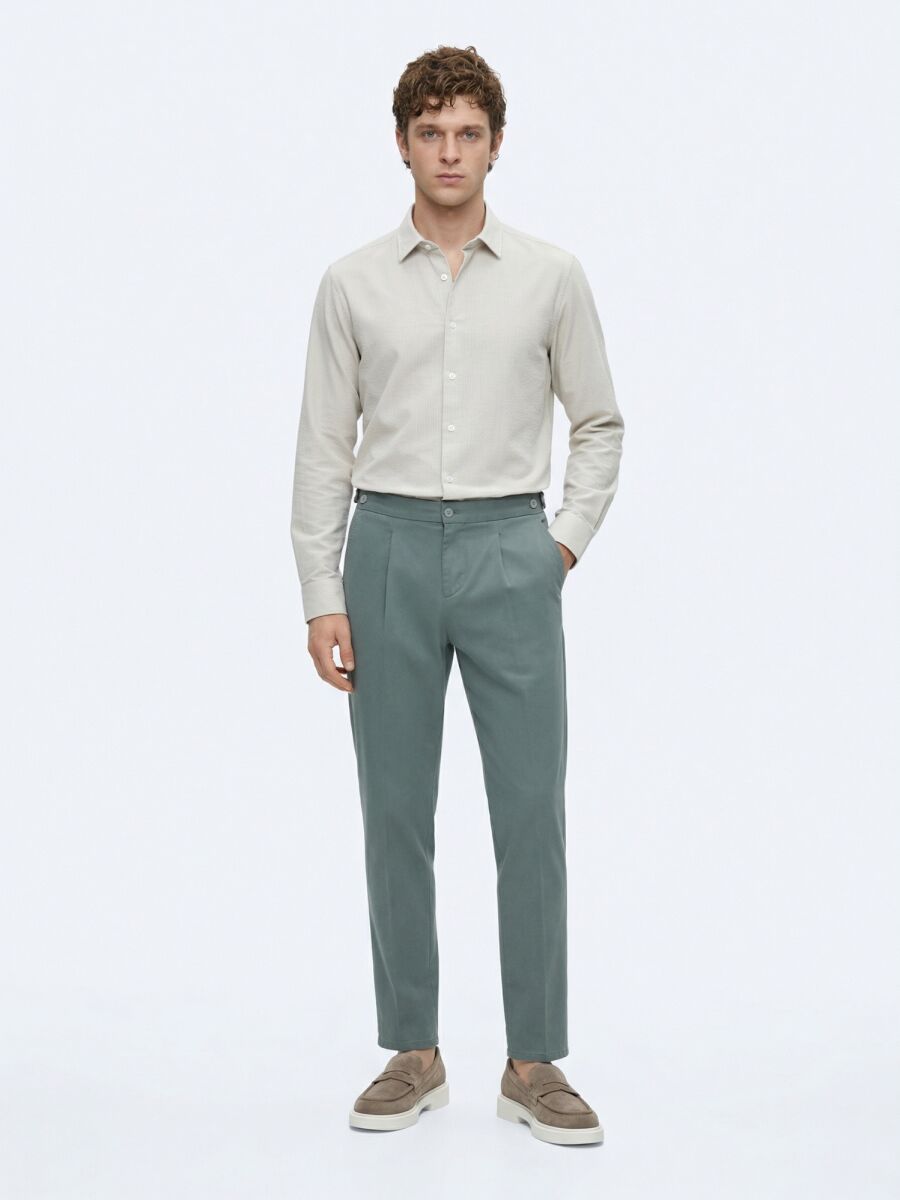 Mint Düz Dokuma Regular Fit Casual Pamuk Karışımlı Pantolon - 1