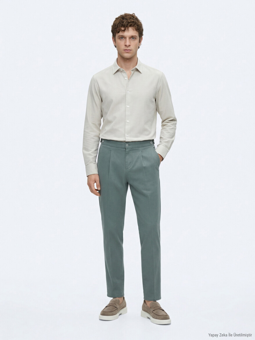 Mint Düz Dokuma Regular Fit Casual Pamuk Karışımlı Pantolon - KİP