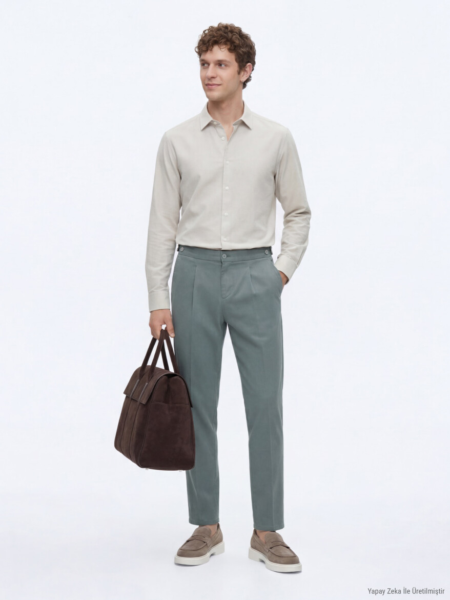 Mint Düz Dokuma Regular Fit Casual Pamuk Karışımlı Pantolon - KİP