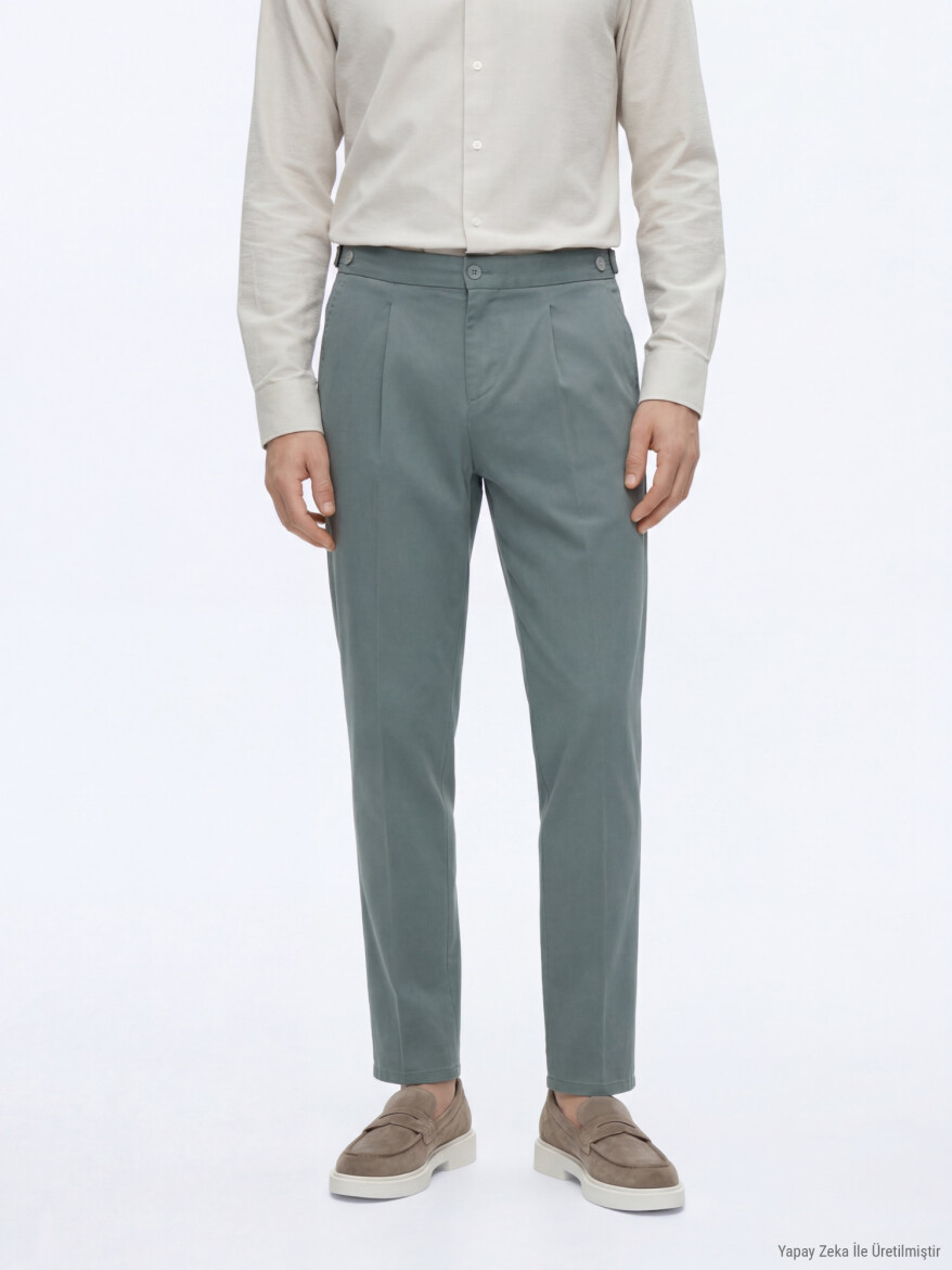 Mint Düz Dokuma Regular Fit Casual Pamuk Karışımlı Pantolon - 3