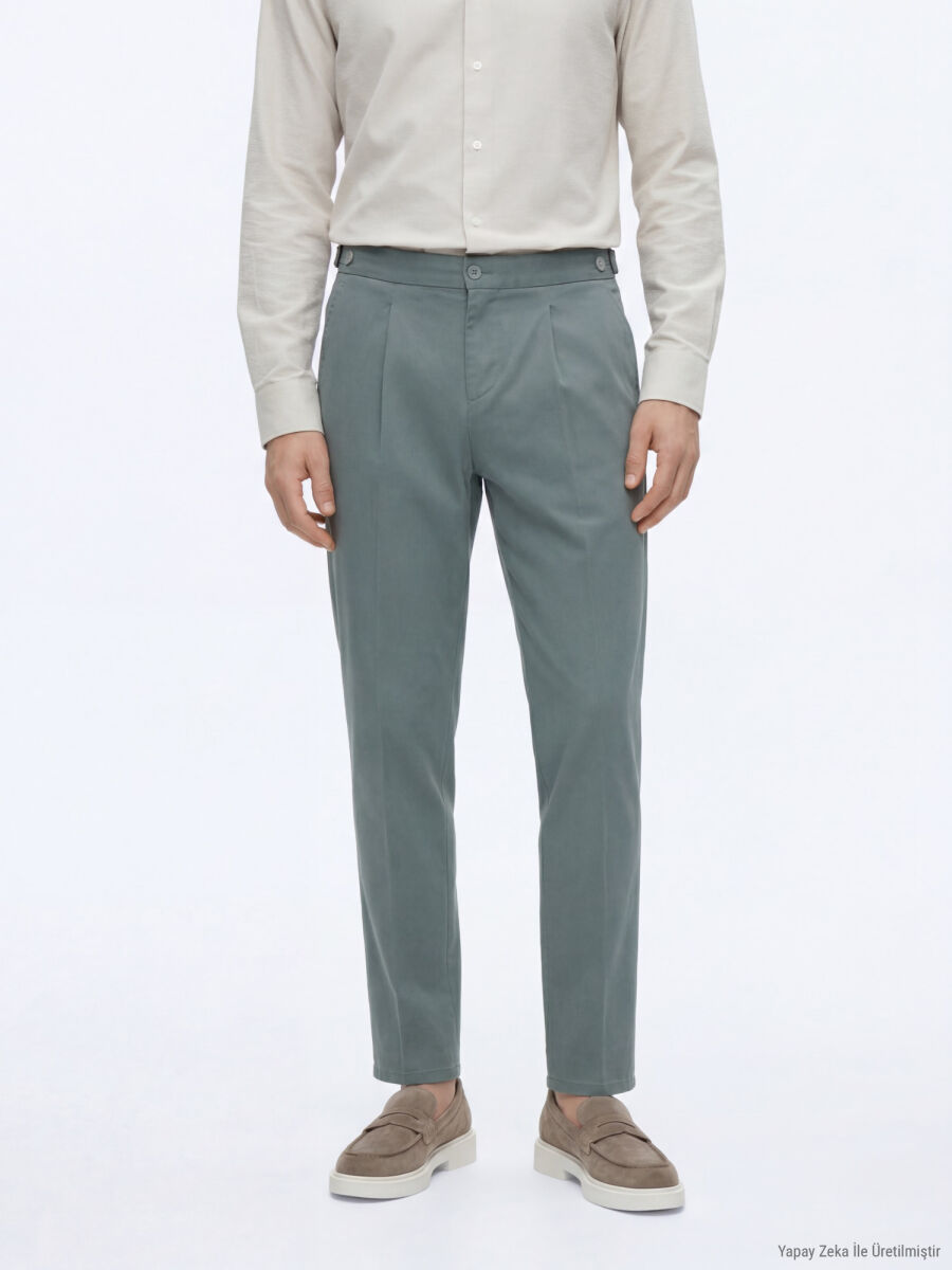 Mint Düz Dokuma Regular Fit Casual Pamuk Karışımlı Pantolon - 3